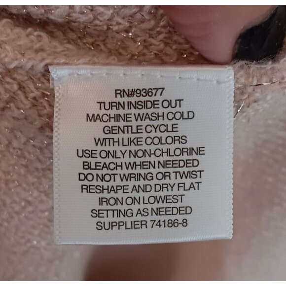 LIZ CLAIBORNE Blush Pink Metalic Floral Soft Sweater L Holiday Sparkle Fall - Picture 8 of 8